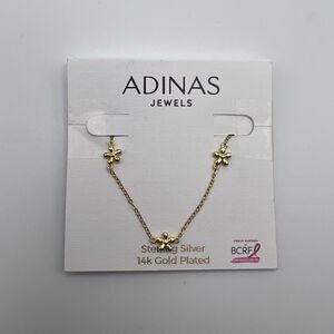 Adinas Jewels Gold-Plated Sterling Silver Solid Multi Flower Anklet New